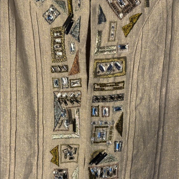 Chico's Vintage Beige Embellished Women's Topper/Jacket - Picture 3 of 10